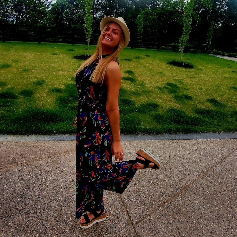 Nine West Multicolor Tropical Halter Jumpsuit